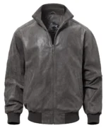 Bombardier gris homme, blouson en daim, produit disponible en plusieurs tailles.