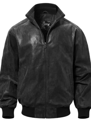 Veste bombardier noire pour homme, finition suédée, style épuré, essentielle hiver.
