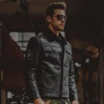 Blouson bombardier homme en cuir résistant avec fourrure, idéal grand froid