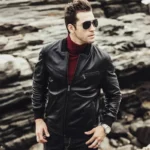 Blouson cuir noir pour homme, parfait pour toutes les occasions, alliant confort et élégance, nouvelle collection.