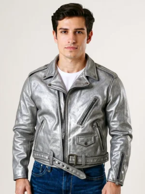 perfecto homme luxe cuir patiné gris